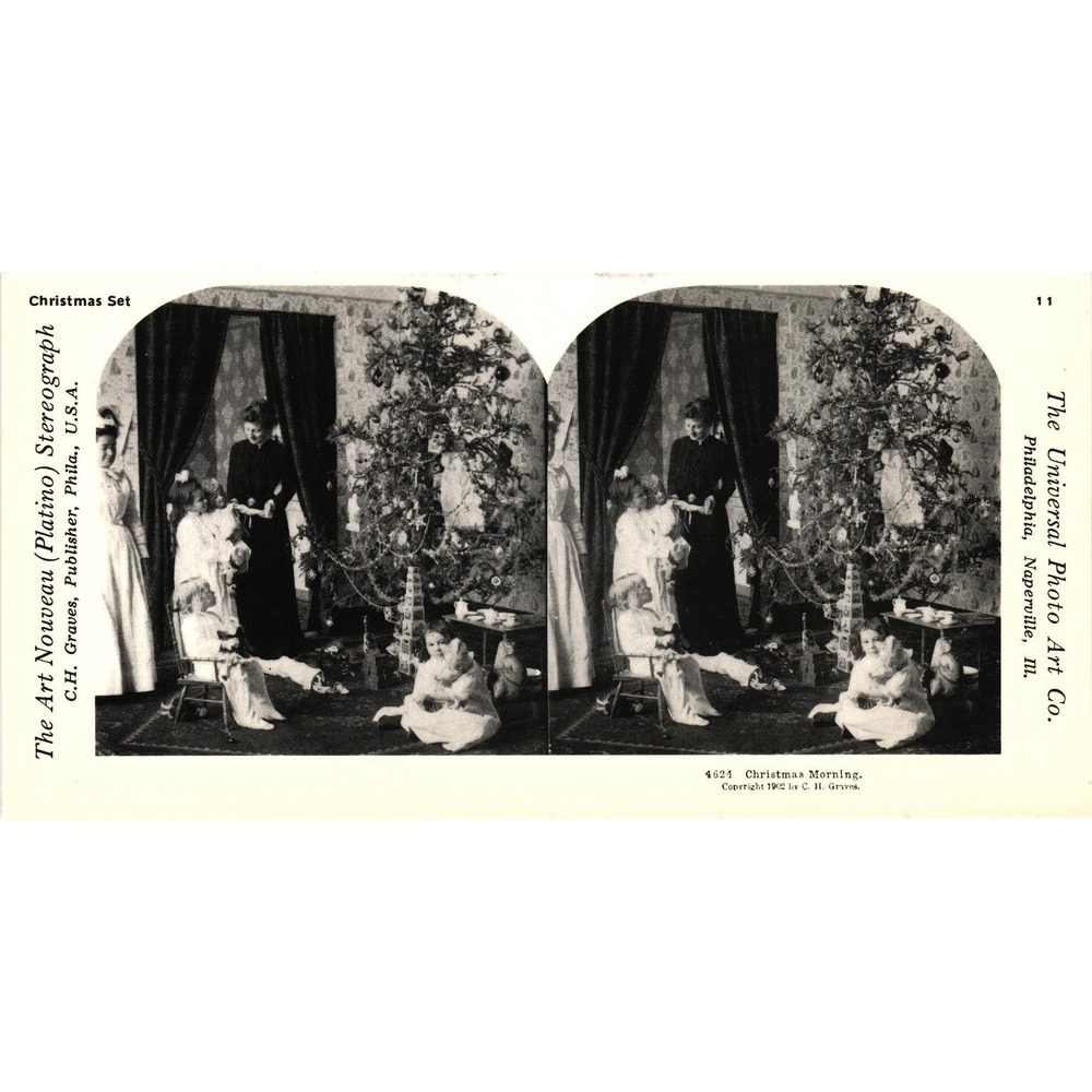 Christmas Morning Stereoview CH Graves‎ 1902 Philadelphia Reproduction